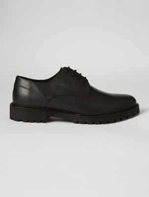 Black Leather Chunky Lace Up Oxford 