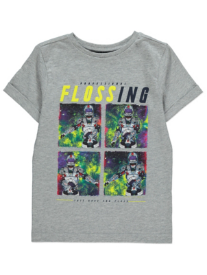 Grey Neon Flossing Astronaut T-Shirt 