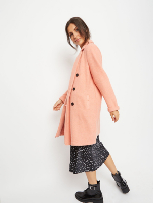 pink boucle coat asda