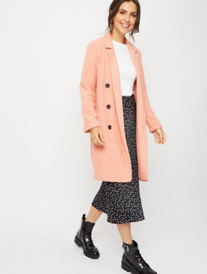 pink boucle coat asda