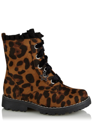 leopard print biker boots