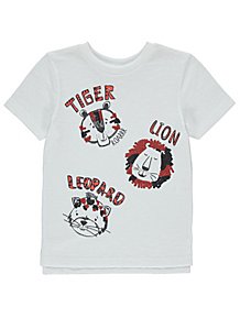 T Shirts Tops Kids George At Asda - white sequin big cats t shirt