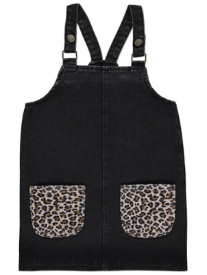 leopard print denim pinafore