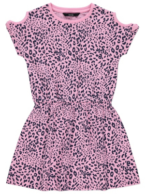 asda pink leopard print dress