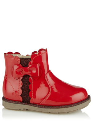 kids red patent boots