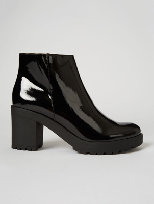 black patent chunky shoes