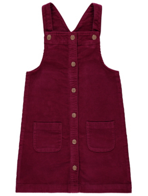 burgundy cord pinafore