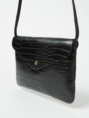 black mock croc bag