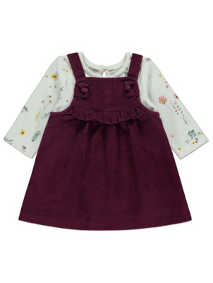burgundy cord pinafore