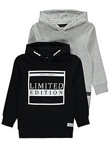 Sweatshirts Hoodies Boys 4 14 Years Kids George At Asda - black printed hoodies 2 pack