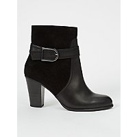 Black Leather Stack Heel Buckle Ankle Boots | Women | George at ASDA