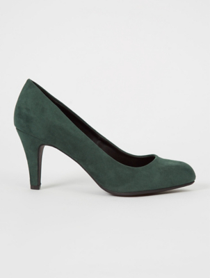 green suede court shoes