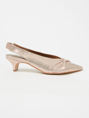 gold slingback kitten heels