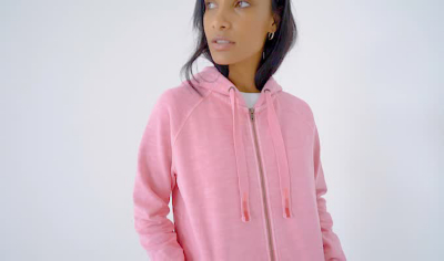 pink zip through hoodie