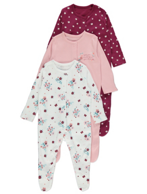 asda baby girl sleepsuits