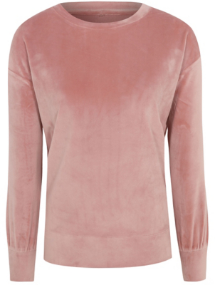 pink velour sweatshirt