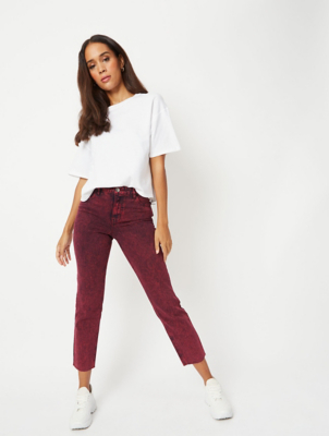 burgundy straight leg jeans