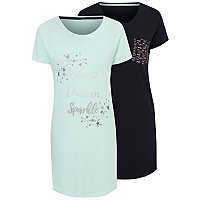 Blue Slogan Nightdresses 2 Pack | Women | George at ASDA