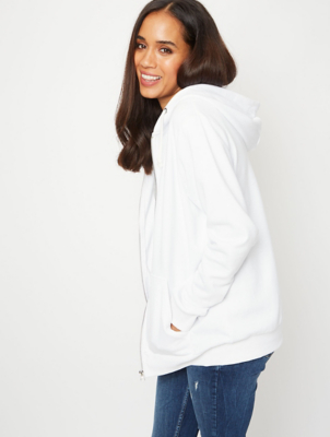 white zip front hoodie