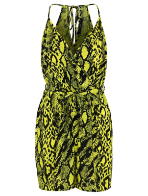 lime green snake print jumpsuit