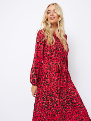 red and pink animal print dress