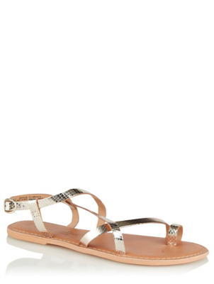snakeskin strappy sandals