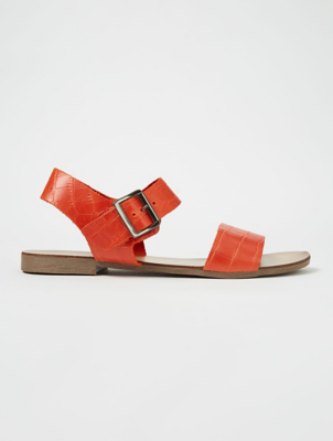 red 2 strap sandals