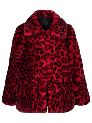 short red faux fur coat