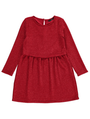 red glitter skater dress