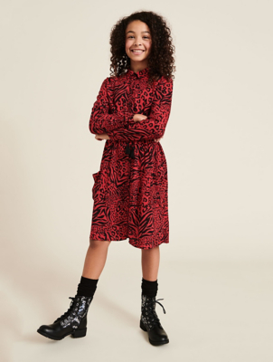 asda red leopard print dress