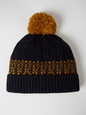 navy mens bobble hat