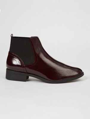 burgundy patent chelsea boots