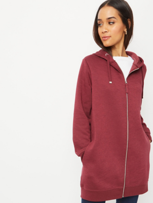 longline zip up hoodie womens