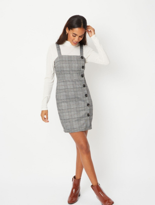 grey check pinafore dress