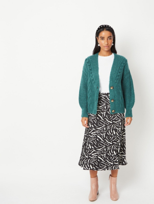 Zebra Print Button Maxi Skirt | Women 