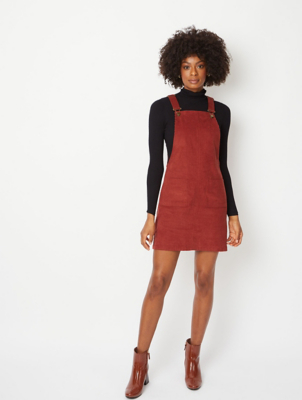 burnt orange pinafore dress