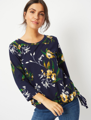 navy bubble hem top