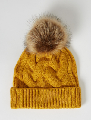 mustard bobble hat