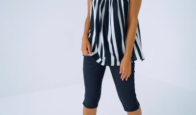 black denim pedal pushers