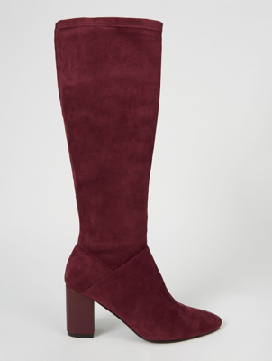 burgundy suede knee high boots