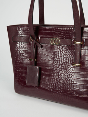 burgundy mock croc bag