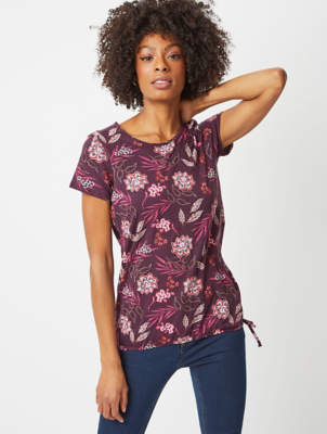 Purple Floral Bubble Hem Top | Women 