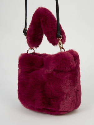 burgundy fur bag