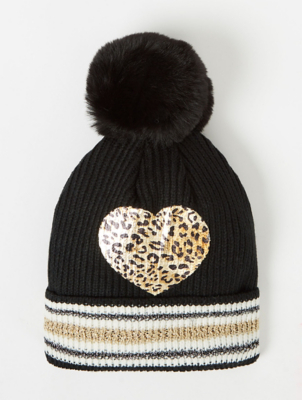 leopard print bobble hat