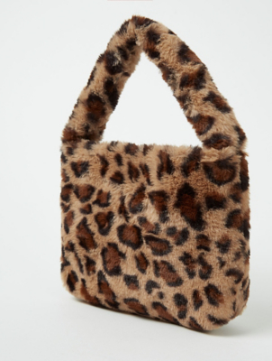 leopard print faux fur bag