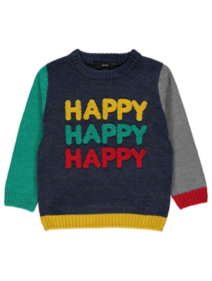 happy slogan jumper