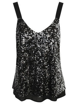 black glitter vest top