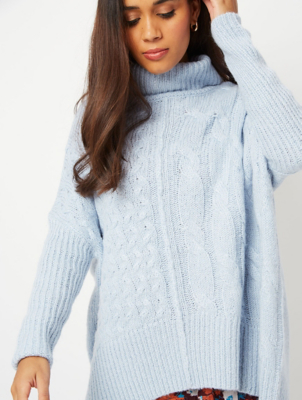 blue roll neck jumper womens