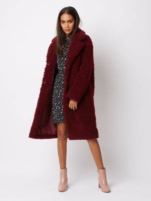 burgundy teddy coat