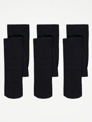 Black 60 Denier Ribbed Opaque Tights 3 Pack